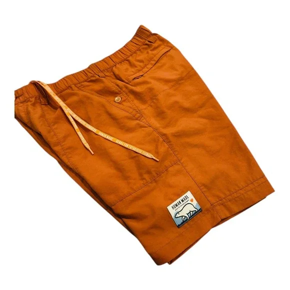 HUMAN MADE Polar Bear Graphic Shorts Orange Drawstring Button Fly Men's L